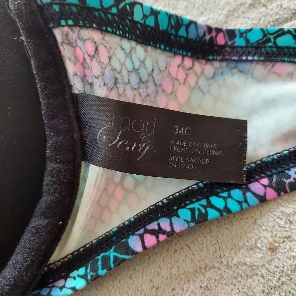 Smart & Sexy Swim Snake Print Swimsuit Halter 34C